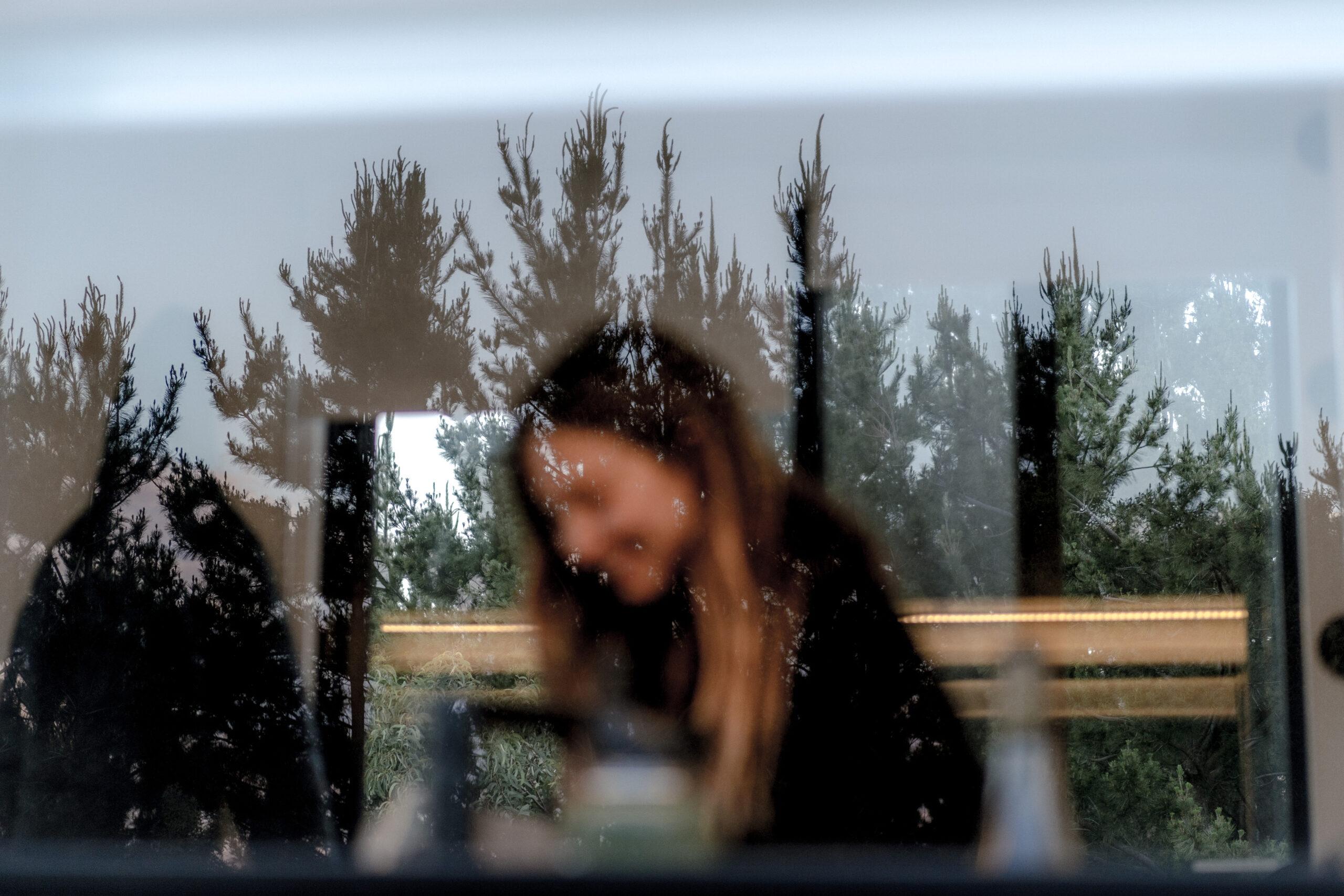 Reflection of pine trees from the Australian rural bush.